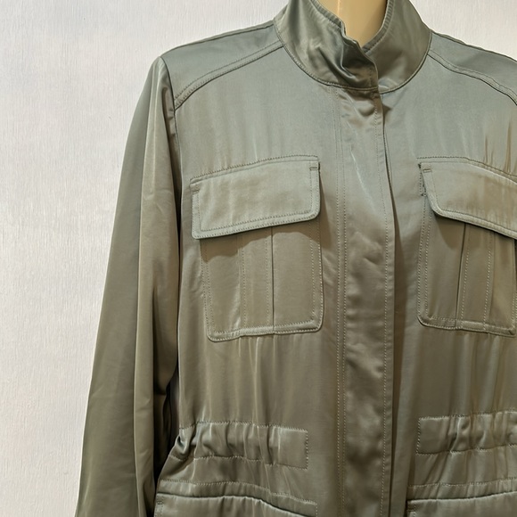 CHICO’S UTILITY JACKET WOMEN SIZE 8/10 OLIVE LONG SLEEVES - Picture 3 of 16